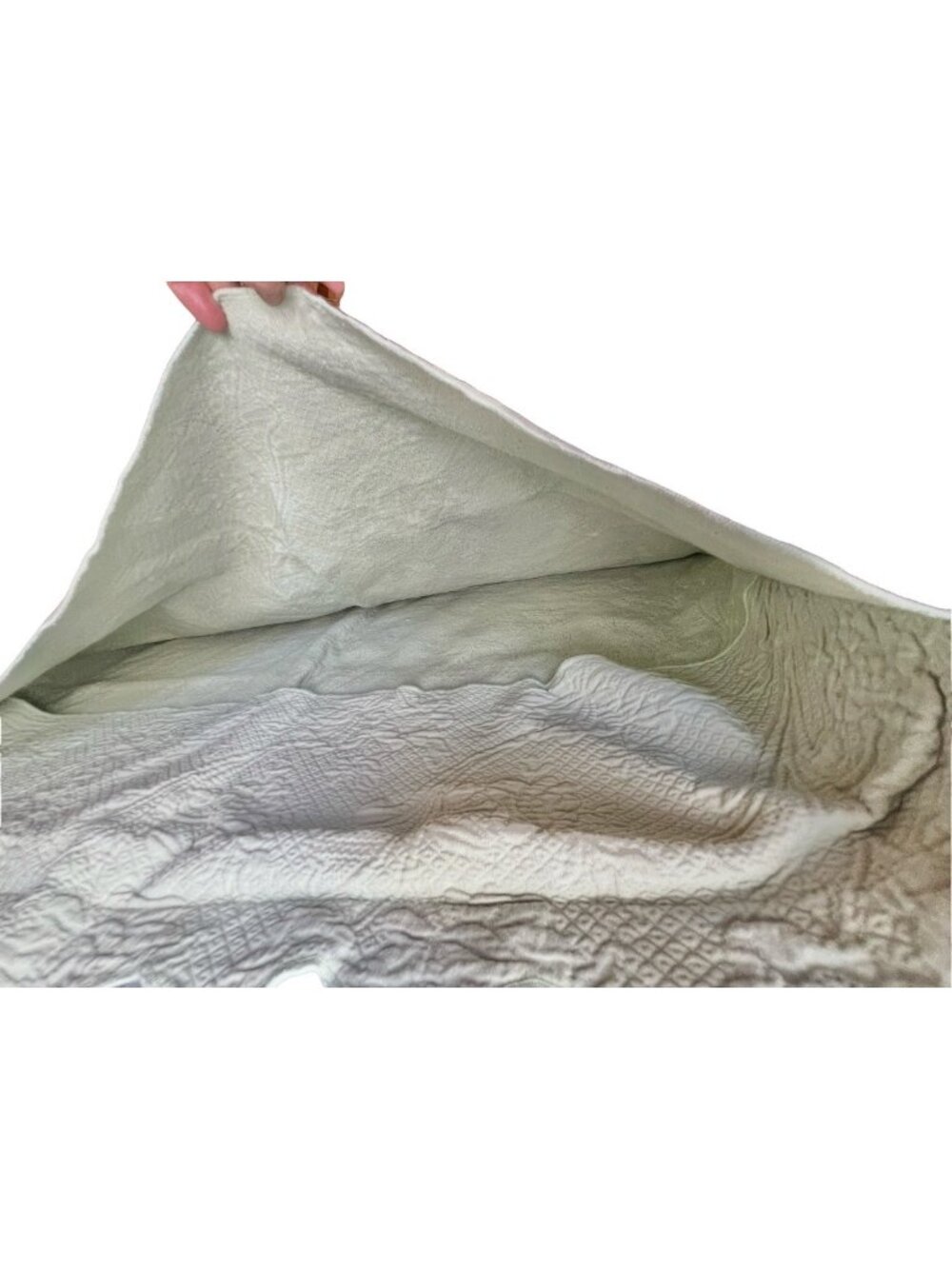 The Company Store Matelassé Pillow Shams King Lt Green Scalloped Cotton Portugal - Picture 5 of 7